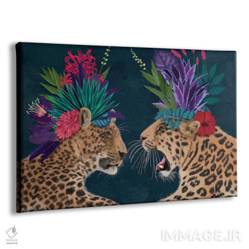 تابلو دو پلنگ گلخانهای (تیره) اثر فب فانکی (استودیو هنری) - نمای پرسپکتیو محصول