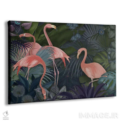 تابلو فلامینگوها در باغ ۲ اثر فب فانکی (استودیو هنری) - نمای پرسپکتیو محصول