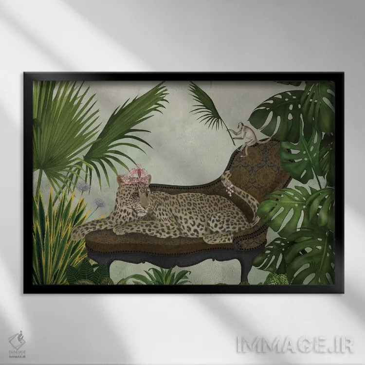 تابلو شیزلان پلنگی اثر فب فانکی (استودیو هنری) - نمای قابدار مشکی
