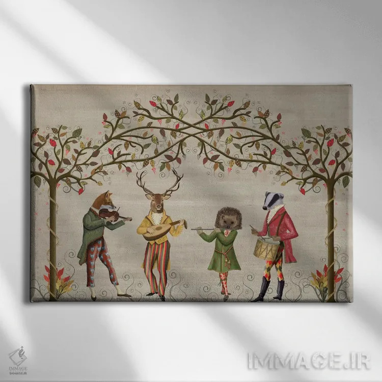 تابلو گروه نوازنده اثر فب فانکی (استودیو هنری) - نمای روبهرو روی دیوار