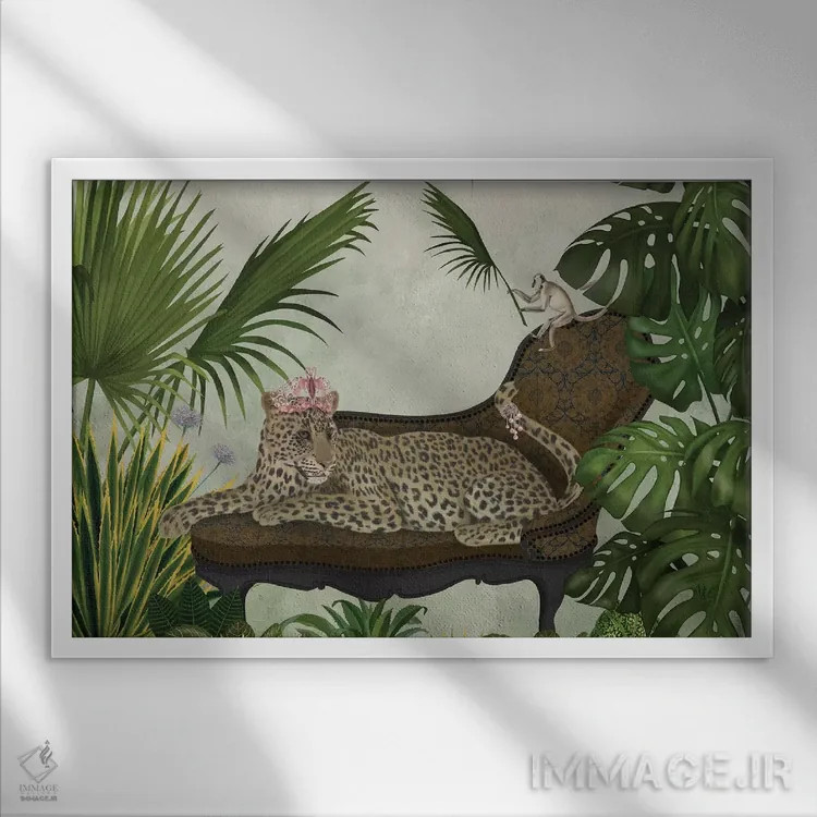 تابلو شیزلان پلنگی اثر فب فانکی (استودیو هنری) - نمای قابدار سفید