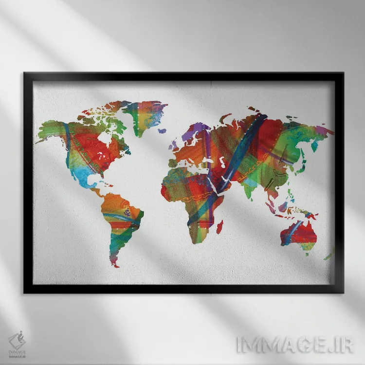 تابلو دنیای رنگیشده اثر فرد اودل - نمای قابدار مشکی