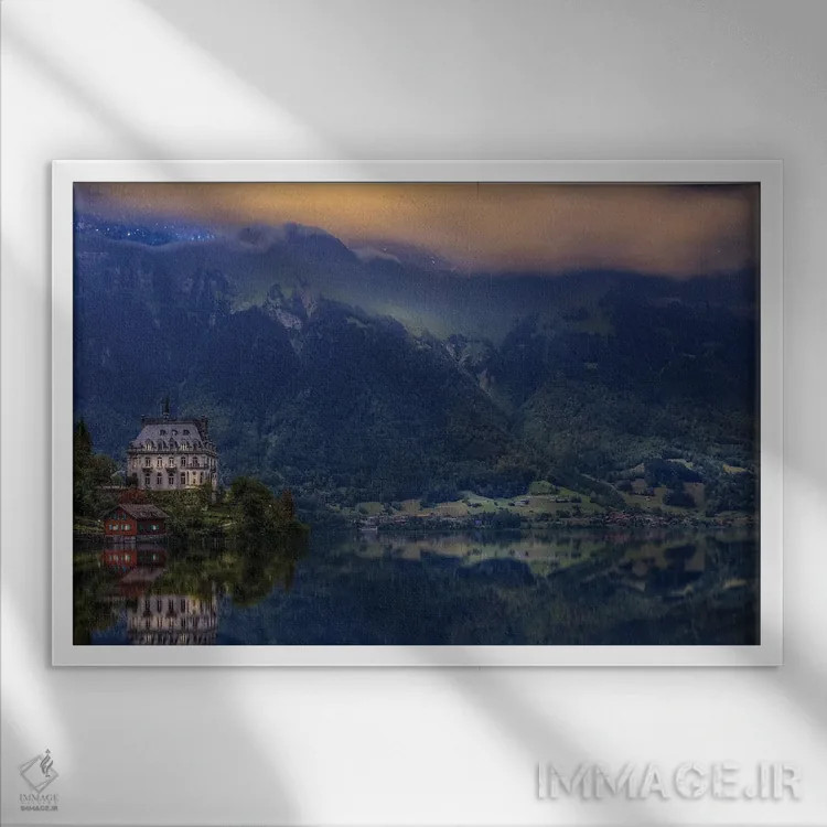 تابلو زیبایی ایزلتوارد در شب اثر فلوریان اولبرشتس - نمای قابدار سفید