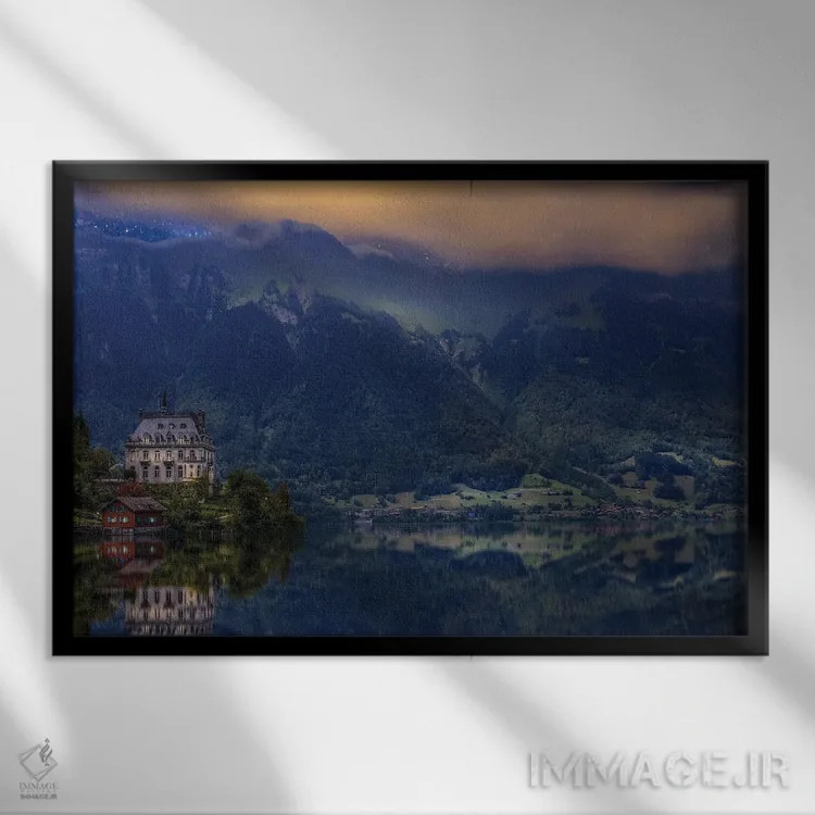 تابلو زیبایی ایزلتوارد در شب اثر فلوریان اولبرشتس - نمای قابدار مشکی