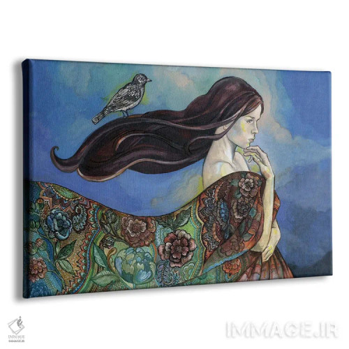 تابلو پرندهای روی موهایش اثر فانیتسا پترو - نمای پرسپکتیو محصول
