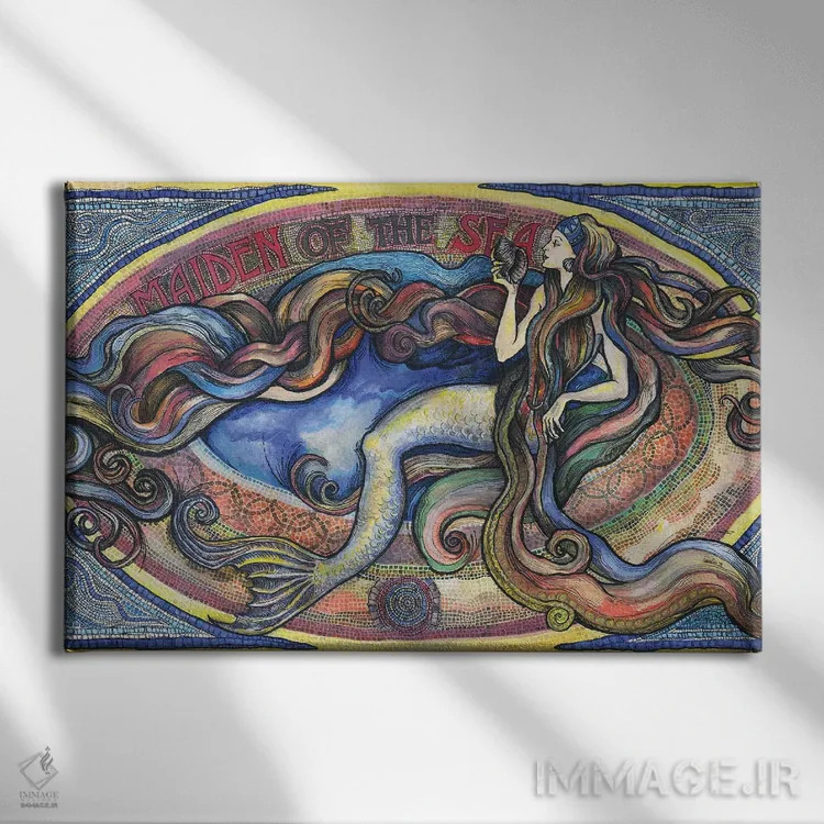 تابلو دوشیزهٔ دریا اثر فانیتسا پترو - نمای روبهرو روی دیوار