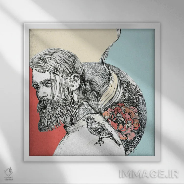 تابلو کوک دم اسبی مردانه (مدل مو) اثر فانیتسا پترو - نمای قابدار سفید