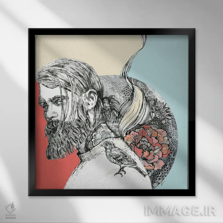 تابلو کوک دم اسبی مردانه (مدل مو) اثر فانیتسا پترو - نمای قابدار مشکی