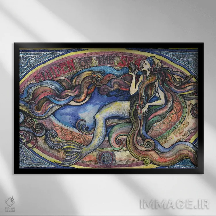 تابلو دوشیزهٔ دریا اثر فانیتسا پترو - نمای قابدار مشکی