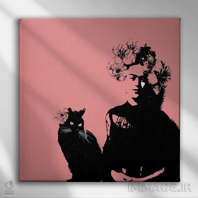 تابلو فریدا با گربه اثر فانیتسا پترو - نمای روبهرو روی دیوار