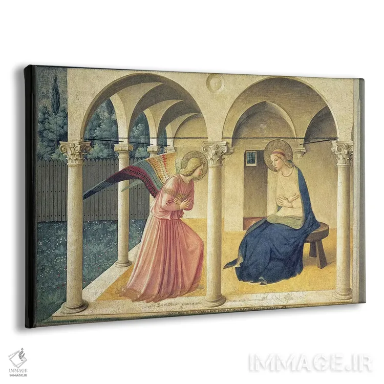 تابلو بشارت، صومعه سن مارکو در فلورانس، حدود ۱۴۳۸-۴۵ (موزه سن مارکو) اثر فرا آنجلیکو (نقاش ایتالیایی) - نمای پرسپکتیو محصول