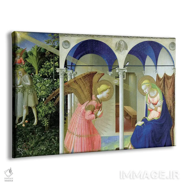 تابلو بشارت، صومعه سانتو دومنیکو در فیِزوله، ۱۴۲۶ (موزه پرادو) اثر فرا آنجلیکو (نقاش ایتالیایی) - نمای پرسپکتیو محصول