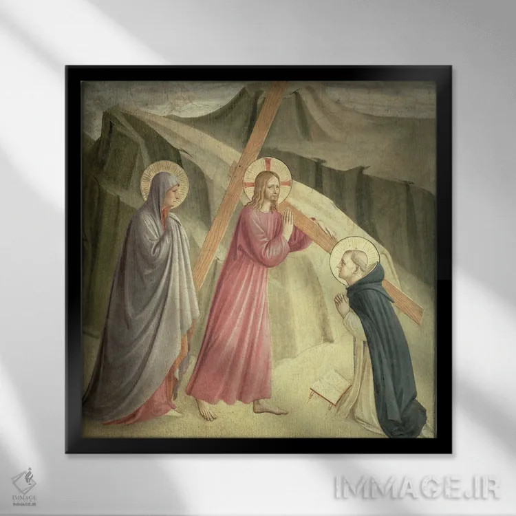 تابلو مسیح در حال حمل صلیب، حدود ۱۴۳۸-۴۵ اثر فرا آنجلیکو (نقاش ایتالیایی) - نمای قابدار مشکی