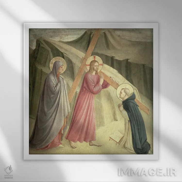 تابلو مسیح در حال حمل صلیب، حدود ۱۴۳۸-۴۵ اثر فرا آنجلیکو (نقاش ایتالیایی) - نمای قابدار سفید