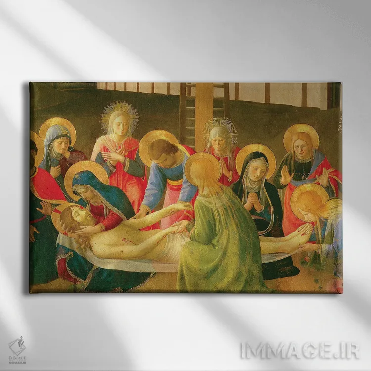 تابلو جزئیات مرکز، سوگ بر پیکر مسیح، ۱۴۳۶-۴۱ اثر فرا آنجلیکو (نقاش ایتالیایی) - نمای روبهرو روی دیوار