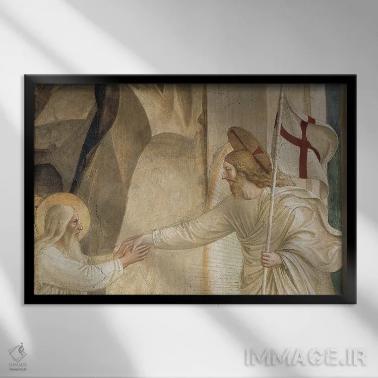 تابلو جزئیات ابراهیم و عیسی، نزول به لمبو، ۱۴۴۲ اثر فرا آنجلیکو (نقاش ایتالیایی) - نمای قابدار مشکی