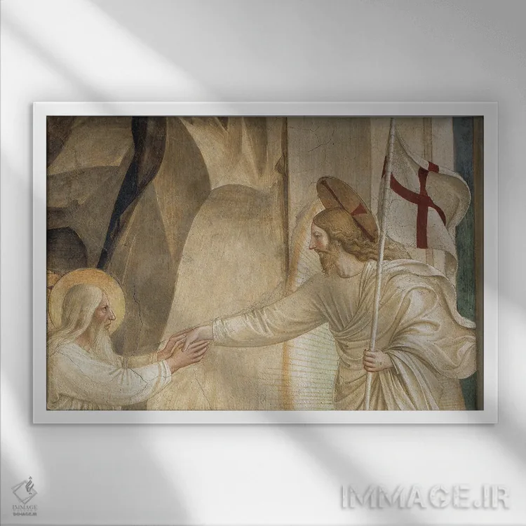 تابلو جزئیات ابراهیم و عیسی، نزول به لمبو، ۱۴۴۲ اثر فرا آنجلیکو (نقاش ایتالیایی) - نمای قابدار سفید