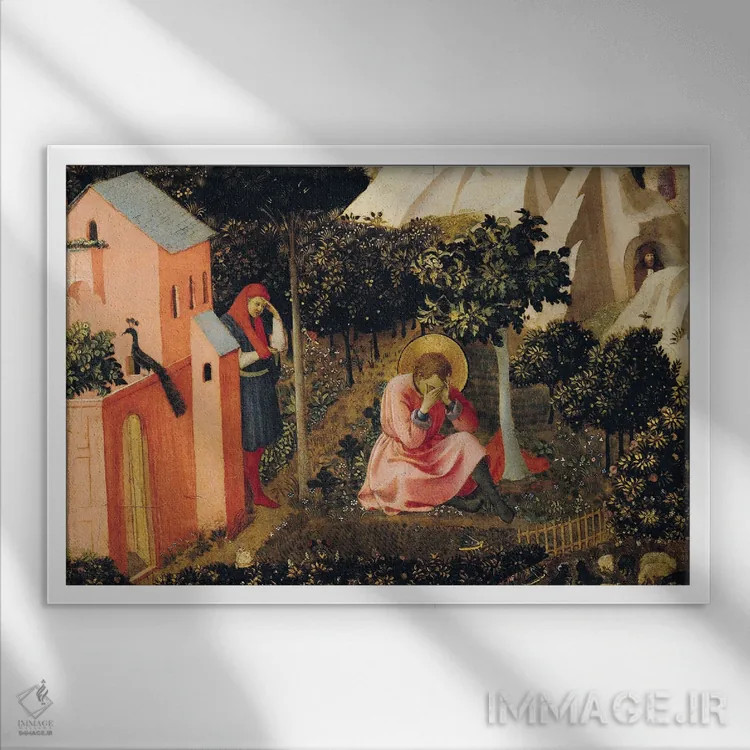 تابلو تبدیل سنت آگوستین (موزه توماس-هنری) اثر فرا آنجلیکو (نقاش ایتالیایی) - نمای قابدار سفید