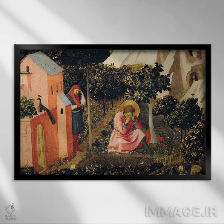 تابلو تبدیل سنت آگوستین (موزه توماس-هنری) اثر فرا آنجلیکو (نقاش ایتالیایی) - نمای قابدار مشکی