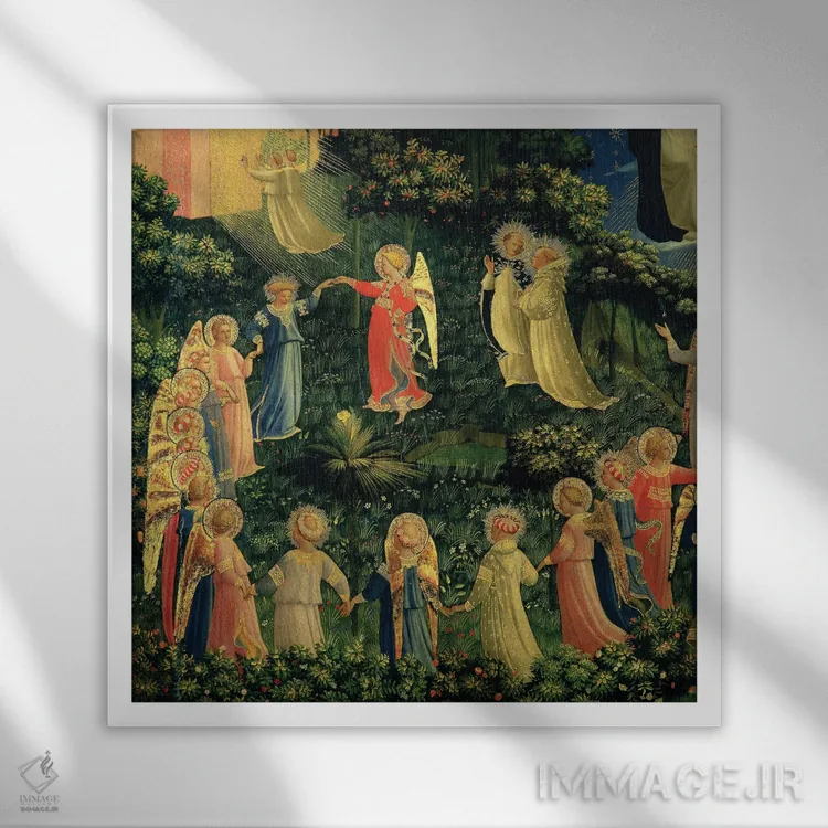 تابلو جزئیات بهشت، داوری نهایی، حدود ۱۴۲۵-۳۰ اثر فرا آنجلیکو (نقاش ایتالیایی) - نمای قابدار سفید