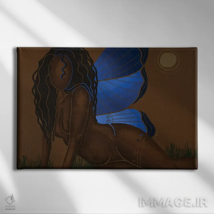 تابلو پروانه سیاه اثر نیدیا دراز (نام هنری/استودیو) - نمای روبهرو روی دیوار