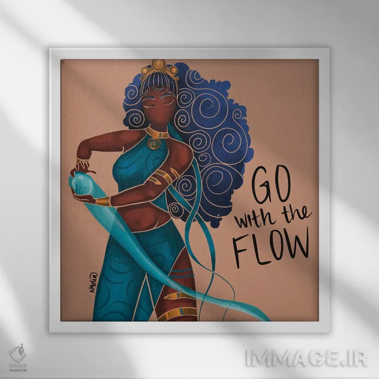 تابلو آب اثر نیدیا دراز (نام هنری/استودیو) - نمای قابدار سفید