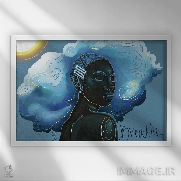 تابلو "فقط نفس بکش" اثر نیدیا دراز (نام هنری/استودیو) - نمای قابدار سفید