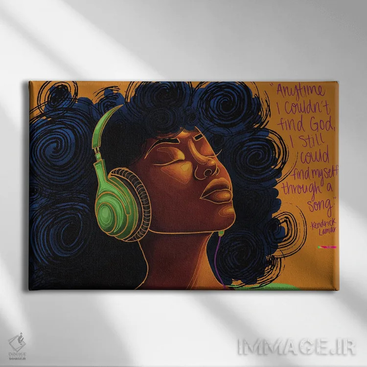 تابلو "موسیقی شفا میدهد" اثر نیدیا دراز (نام هنری/استودیو) - نمای روبهرو روی دیوار