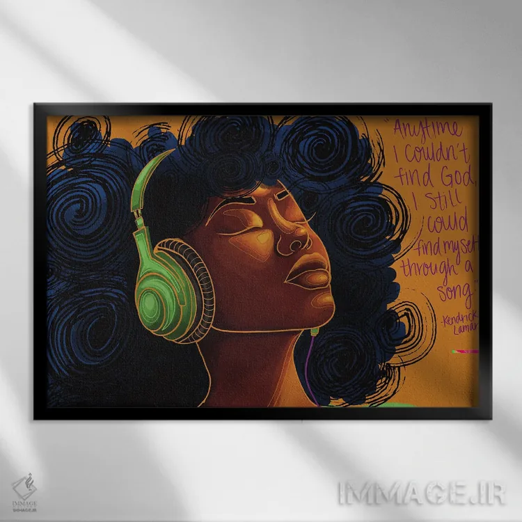 تابلو "موسیقی شفا میدهد" اثر نیدیا دراز (نام هنری/استودیو) - نمای قابدار مشکی