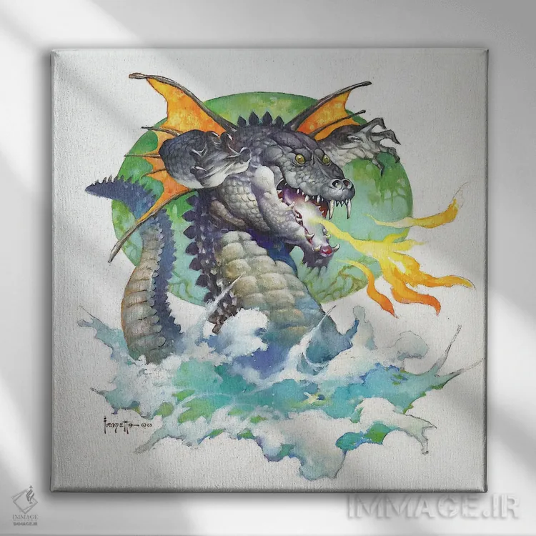 تابلو "تمساح پرنده" اثر فرانک فرزتا (تصویرگر و طراح کمیک آمریکایی) - نمای روبهرو روی دیوار