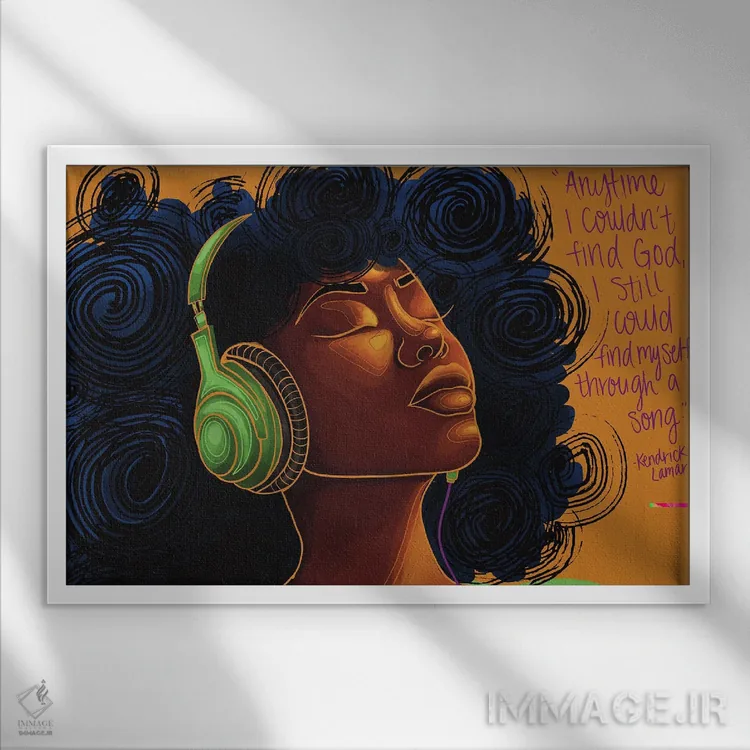 تابلو "موسیقی شفا میدهد" اثر نیدیا دراز (نام هنری/استودیو) - نمای قابدار سفید