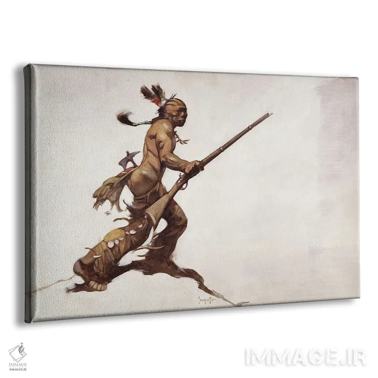 تابلو "جنگجوی سرخپوست" اثر فرانک فرزتا (تصویرگر و طراح کمیک آمریکایی) - نمای پرسپکتیو محصول