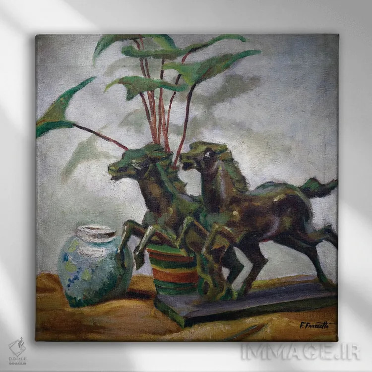 تابلو "اسب" اثر فرانک فرزتا (تصویرگر و طراح کمیک آمریکایی) - نمای روبهرو روی دیوار