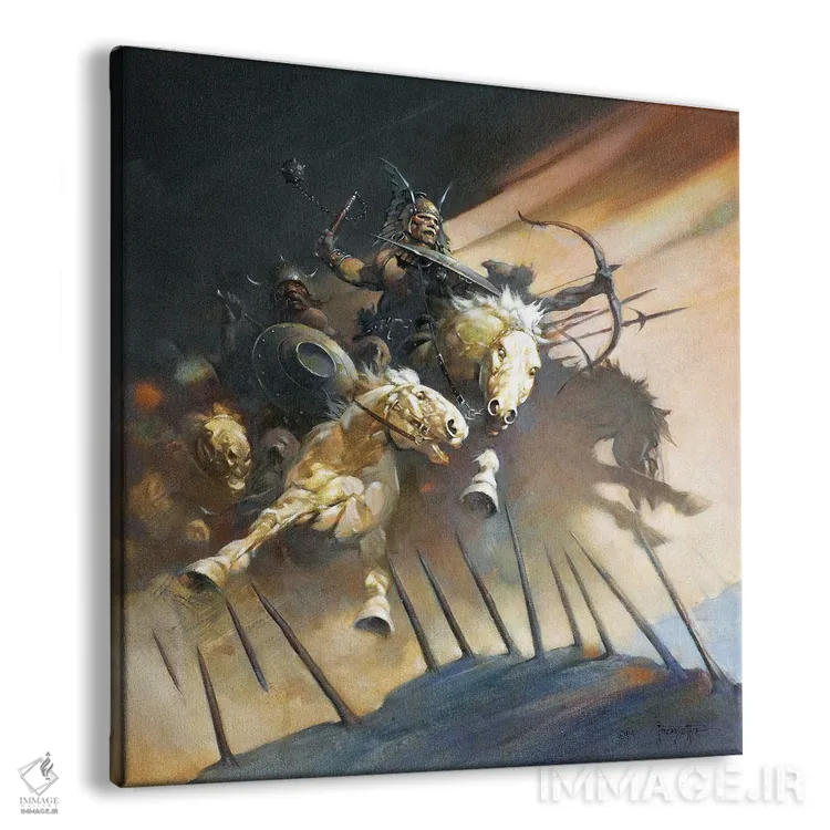 تابلو "هونها (قوم تاریخی)" اثر فرانک فرزتا (تصویرگر و طراح کمیک آمریکایی) - نمای پرسپکتیو محصول