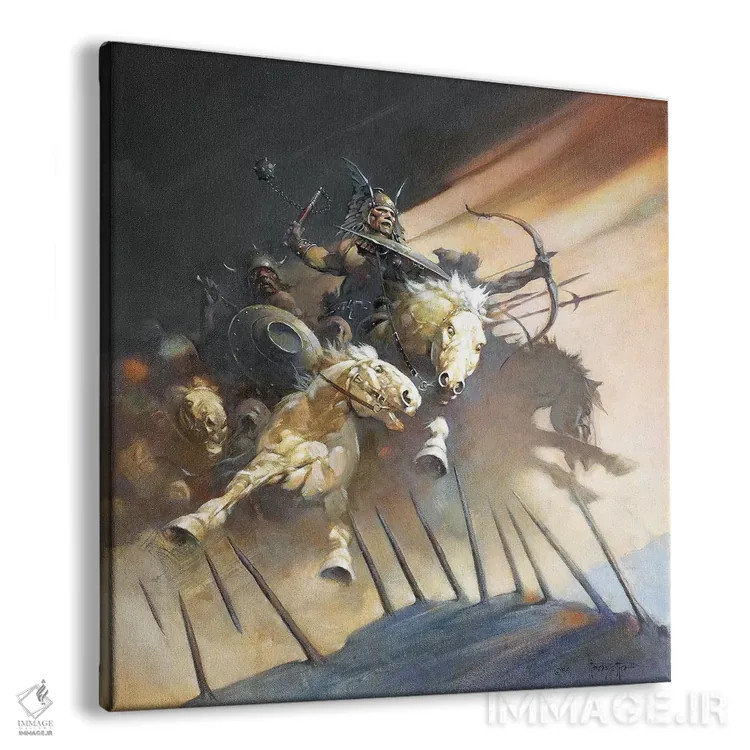 تابلو "هونها (قوم تاریخی)" اثر فرانک فرزتا (تصویرگر و طراح کمیک آمریکایی) - نمای پرسپکتیو محصول