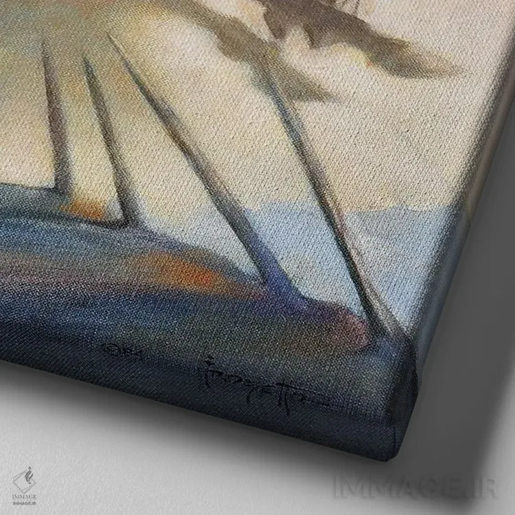 تابلو "هونها (قوم تاریخی)" اثر فرانک فرزتا (تصویرگر و طراح کمیک آمریکایی) - نمای نزدیک بافت بوم