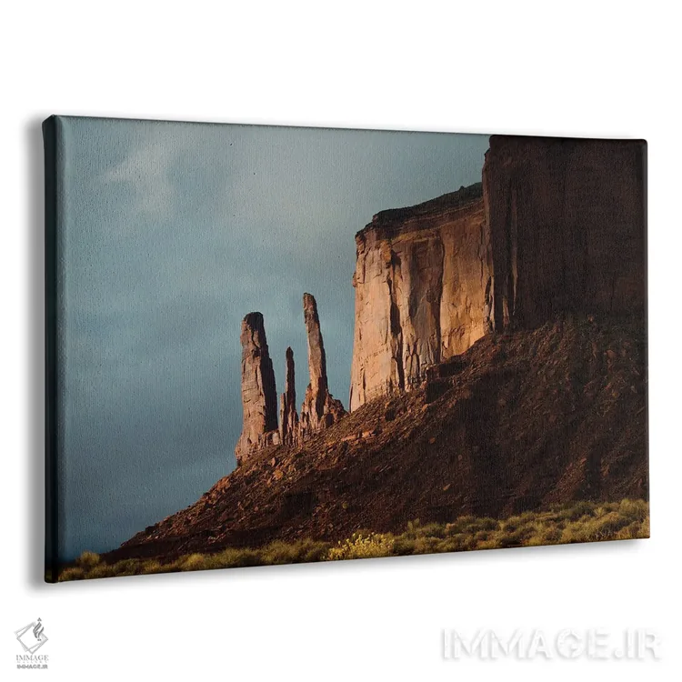 تابلو "آمریکا، آریزونا-یوتا، گولباورگ، پارک قبیلهای ناواهو، دره یادبود، سه خواهر و میز میچل" اثر برنارد فریل - نمای پرسپکتیو محصول
