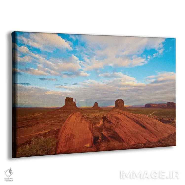 تابلو "آمریکا، مرز آریزونا-یوتا. دره یادبود، دستکشها و بوت مریک" اثر برنارد فریل - نمای پرسپکتیو محصول