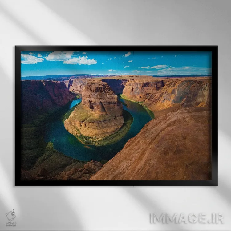 تابلو "آمریکا، آریزونا، منطقه تفریحی ملی گلن کنیون، هورشو بند" اثر برنارد فریل - نمای قابدار مشکی