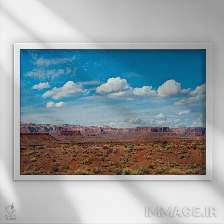 تابلو "آمریکا، یوتا، بلاف، دره خدایان، پانوراما، بنای ملی گوش خرسها" اثر برنارد فریل - نمای قابدار سفید