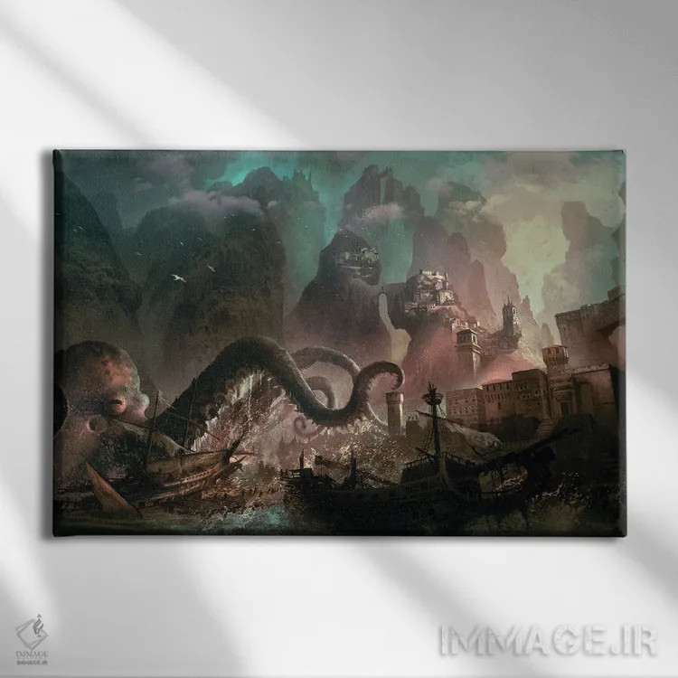 تابلو "حمله هیولا" اثر فرباوراند لادرا - نمای روبهرو روی دیوار