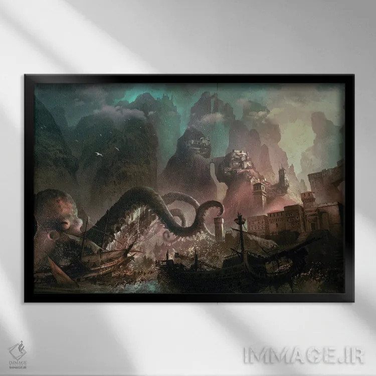 تابلو "حمله هیولا" اثر فرباوراند لادرا - نمای قابدار مشکی