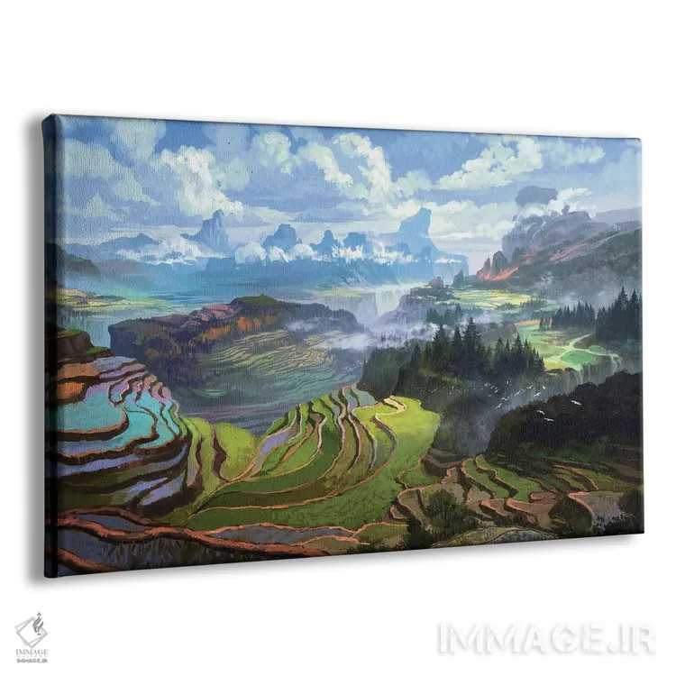 تابلو "کشتزارهای برنج" اثر فرباوراند لادرا - نمای پرسپکتیو محصول