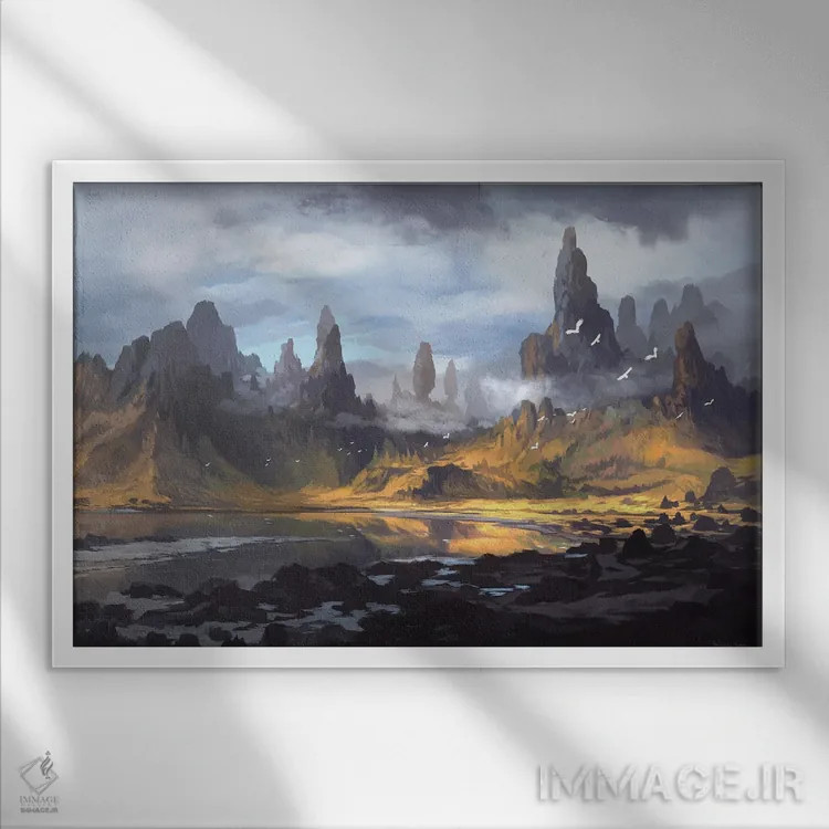 تابلو "کوه آلبور" اثر فرباوراند لادرا - نمای قابدار سفید