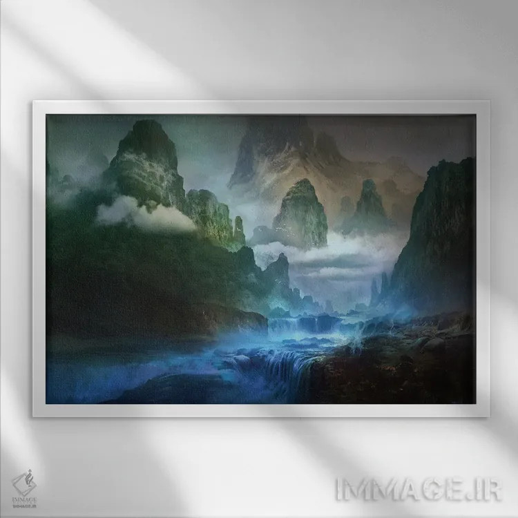 تابلو "رودخانه آبی" اثر فرباوراند لادرا - نمای قابدار سفید