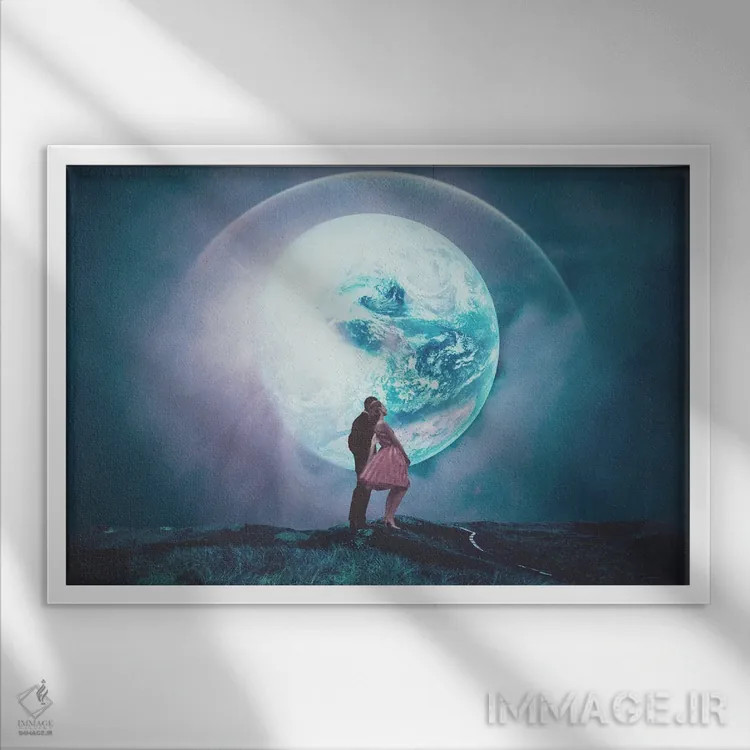 تابلو "دو میلیون سال از دیروز" اثر فرانک موس (هنرمند با نام مستعار) - نمای قابدار سفید