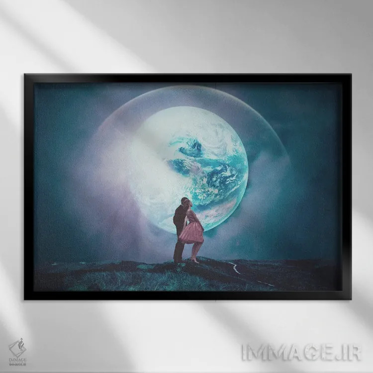 تابلو "دو میلیون سال از دیروز" اثر فرانک موس (هنرمند با نام مستعار) - نمای قابدار مشکی