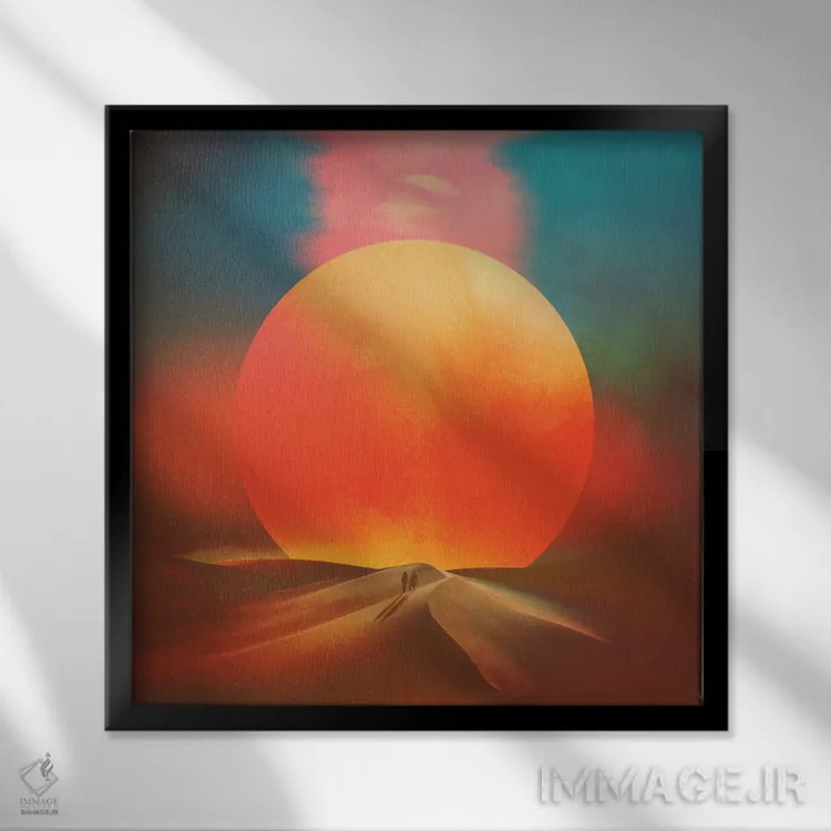 تابلو خورشید در حال غروب اثر فرن رودریگز - نمای قابدار مشکی