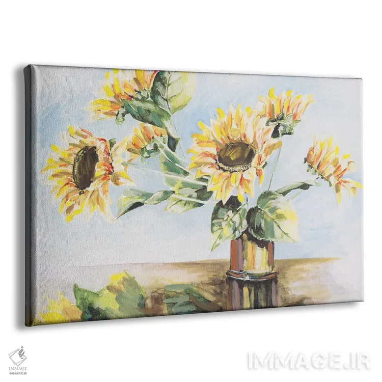 تابلو آفتابگردانها در گلدان طلایی اثر هِدر اِی. فرنچ-روسیه - نمای پرسپکتیو محصول