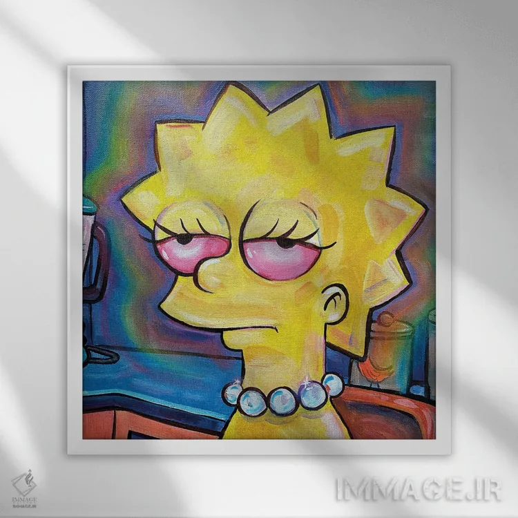 تابلو لیزا سیمپسون (شخصیت کارتونی) اثر فارست استوارت - نمای قابدار سفید